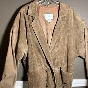 La Vogue Brown Suede Double Breasted Dolman Sleeve Jacket